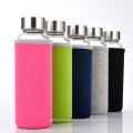 healthiest life factory single wall glass water bottle with metal lid